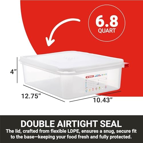Araven Airtight Container, Food Pan with Lid for Storage in Kitchen and Restaurant, 1/2 GN 4" Deep, 1 Count, Clear