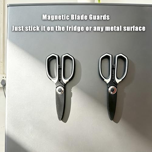 OMDAR 3-Pack Titanium Coated Kitchen Scissors – Rust-Resistant, Includes Magnetic Safety Cover for Easy Magnetic Mounting