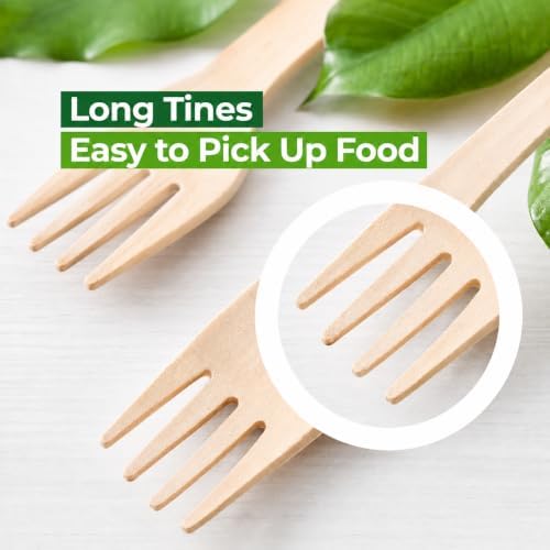 700 Wooden Forks - Wooden Utensils - Disposable Utensils Set - Compostable