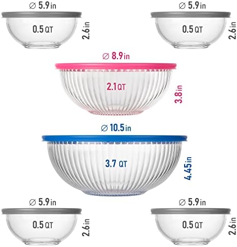 Set of 6 Stackable Space-Saving Nesting Glass Bowls