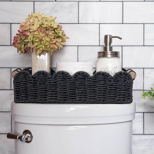 CubesLand Scalloped Toilet Paper Storage Basket W/Handle for Home Decor