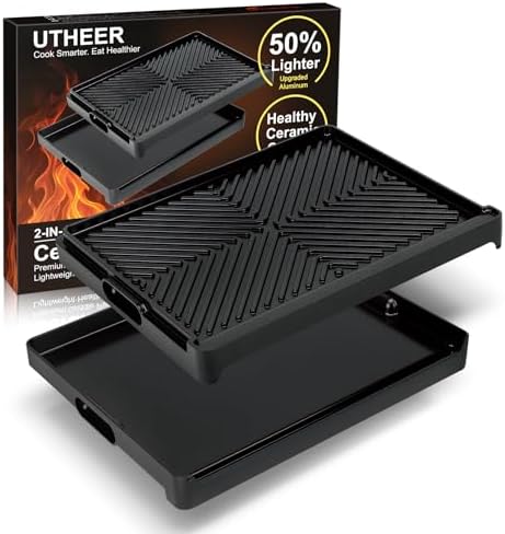 Utheer 16.3 x 13 Inch Cast Iron Aluminum Griddle for Gas Grill & Stove Top