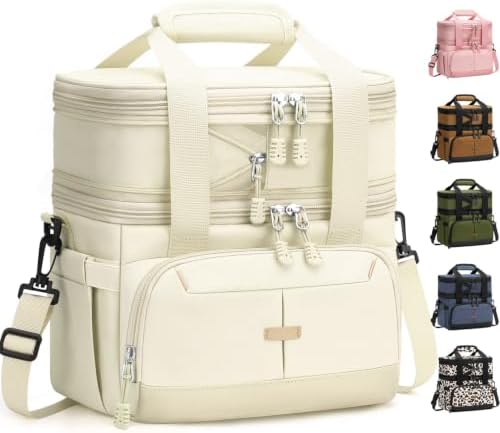 Pritent Lunch Box for Men Women Double Decker Insulated Lunch Bag for men