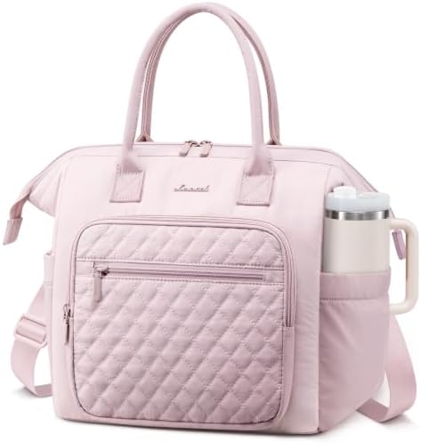 LOVEVOOK Lunch Bag Women,Puffy Insulated Lunch Box Women with Cup Holder