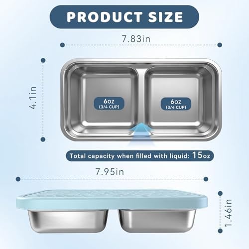 15 oz Snack Containers for Kids, Stainless Steel Lunch Box 3 Pack