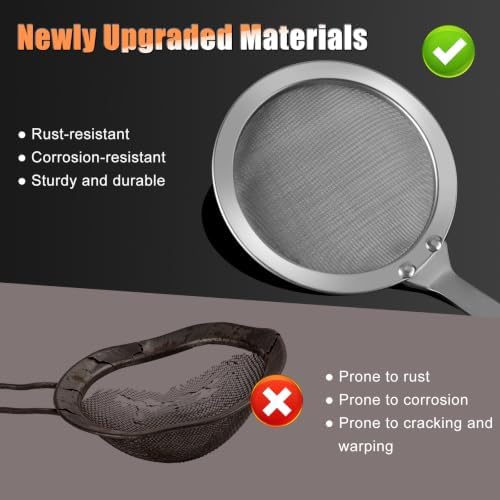 Ninsula 2PCS Fine Mesh Stainless Steel Colander Spoon, Hot Pot Fat Skimmer Spoon, Multi-functional Fine Mesh Food Strainer for Skimming Grease and Foam