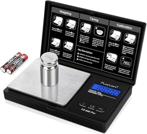 Fuzion Digital Pocket Gram Scale 0.01g x 500g, with 100g Calibration Weight