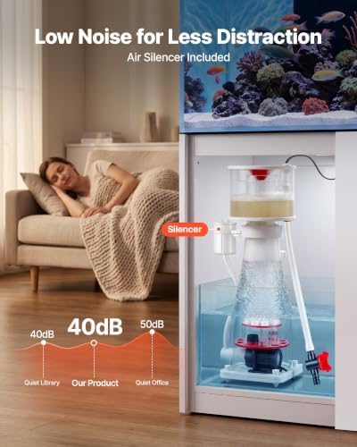 VEVOR Protein Skimmer for 106-185 Gal Saltwater Aquariums In Sump with Pump, Protein Skimmer with DC Pinwheel Pump, Adjustable Control, for 106-185 Gal Saltwater Aquarium & Reef Tank, In Sump Use Only