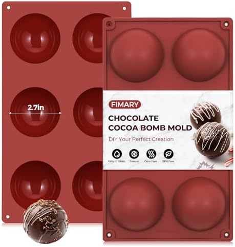 6 Holes Silicone Hot Chocolate Bomb Molds, 2 Packs Large Semi Sphere Mold 2.7" Half Sphere Silicone Baking Molds for Making Chocolate, Cake, Jelly, Dome Mousse