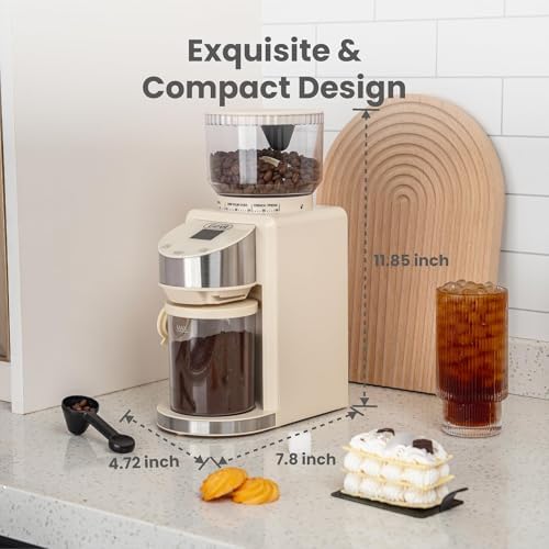 Gevi Burr Grinder,35 Grind Espresso Drip French Press,Anti-Static Beige