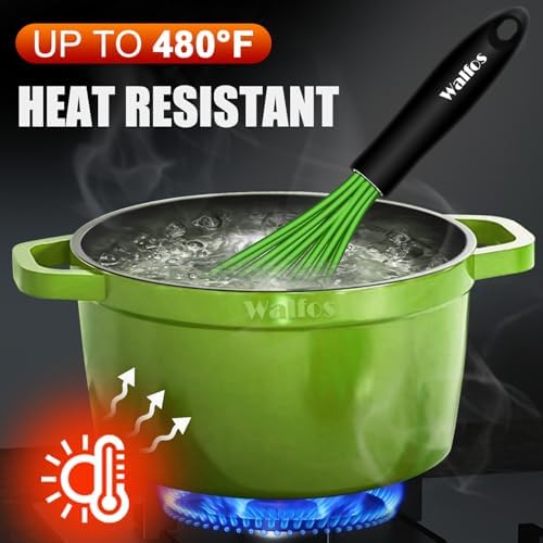 Walfos Silicone Whisk, Rubber Whisks for Cooking, Baking (11,9,8.5 inch) - Heat Resistant Kitchen Whisks for Non-stick Cookware, Balloon Egg Beater Perfect for Blending, Whisking, Beating, Frothing