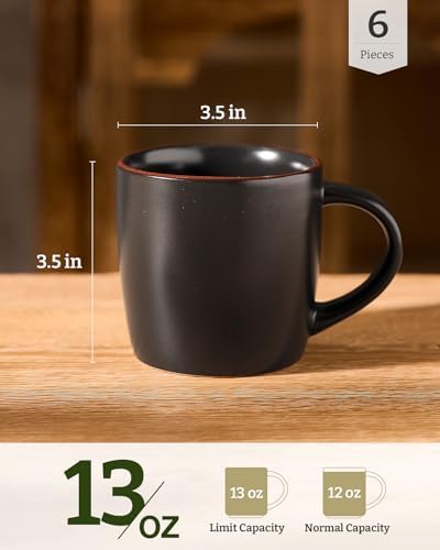 famiware Mercury Coffee Mugs 13 oz, Coffee Mugs Set of 6 with Handle