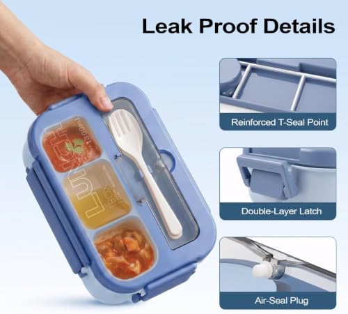 Bento Box Adult Lunch Box, Lunch Containers for Adults 44.5 Oz/5 Cup, Blue