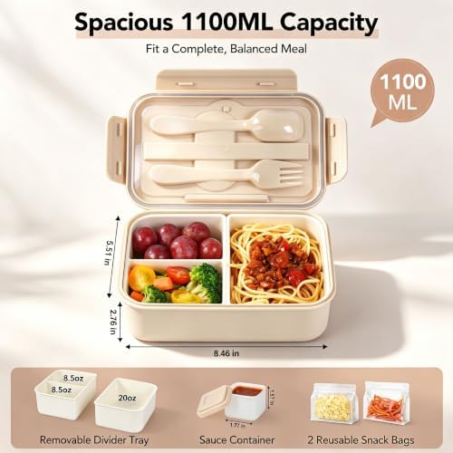 Bento Lunch Box Set for Adults & Kids with Insulated Bag Khaki