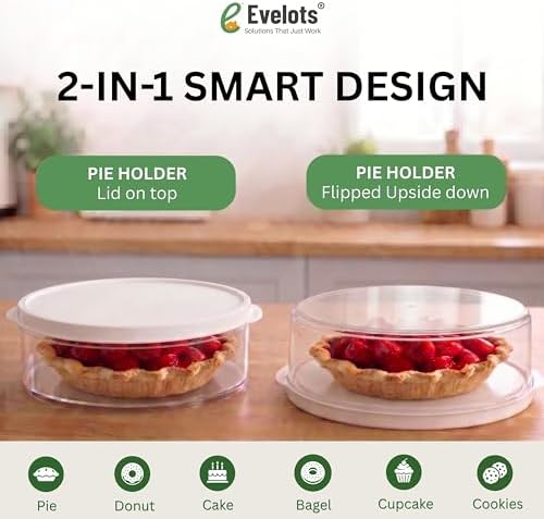 Evelots Pie Container with Lid, 4-Pack, 11-Inch, Clear BPA-Free Carriers