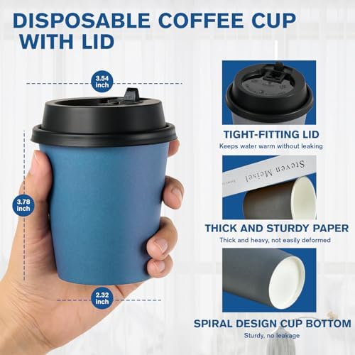 LITOPAK 100 Pack 10 oz Disposable Paper Coffee Cups with Lids