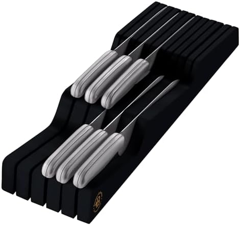 Knife Drawer Organizer, 16 Slot Bamboo In-Drawer Knife Block Without Knives