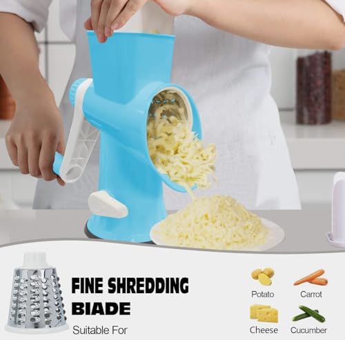 Cheese Grater with Handle,Multifunctional Rotary Cheese Grater