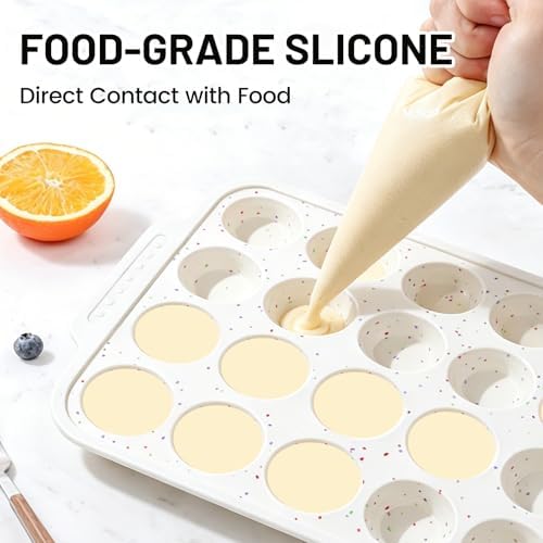 Vinino Silicone Mini Muffin Pan for Baking with Reinforced Frame, BPA Free