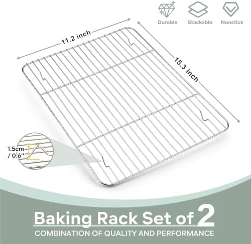 Herogo Baking Cooling Rack Set of 2, 15.3” x 11.2” Wire Cooking Rack
