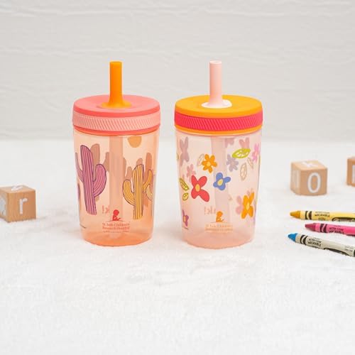 Zak Designs St. Jude Kelso 15oz Leak-Proof Toddler Straw Cups, 2-Pack