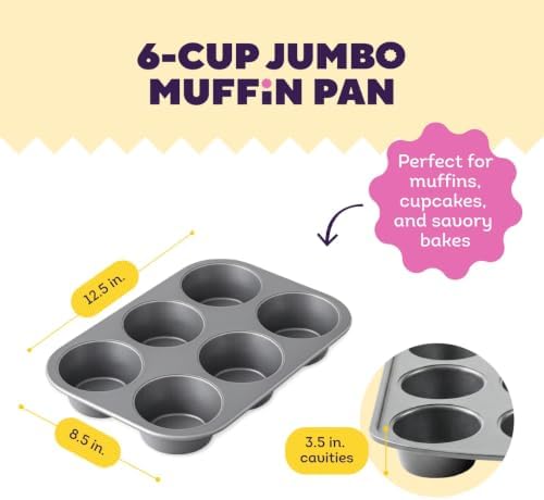Wilton Everyday Non-Stick Jumbo Muffin Pan, Made Without PFAS, 6-Cup