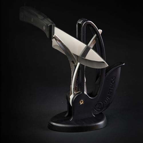 Warthog V-Sharp Curve Knife Sharpener, 325 Grit Diamond Hones, Black