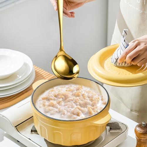 4 Piece 1 oz Gold Small Ladle, 8 Inch 304 Stainless Steel Soup Ladle for Serving, Gravy Spoon for Sauces, Dishwasher Safe