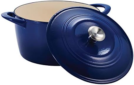 Tramontina Enameled Cast Iron Tall Dutch Oven Pot with Lid, Large 7-quart, Blue