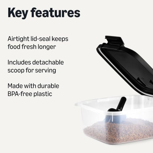 Amazon Basics Pet Food Storage Container, BPA-Free, Detachable Scoop, Secure Seal, 10lbs