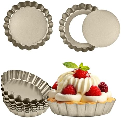 RICHSC-PAN Mini Tart Pan 12PCS, 4 Inch Tart Pan Removable Bottom Non-Stick.