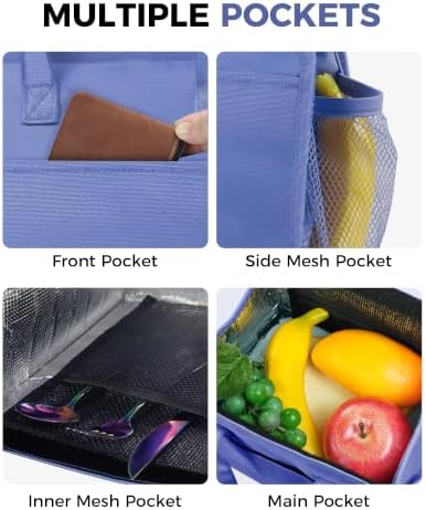 Fmeida 9L Insulated Lunch Bag Women, Reusable Cooler Tote Thermal Snack Bag