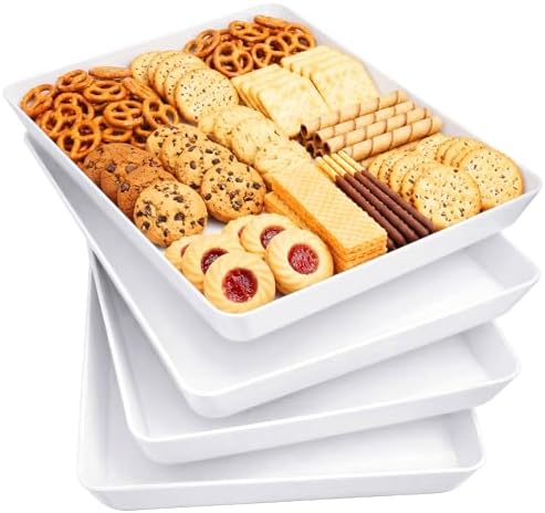 Lifewit 4-Pack 16" x 12" Extra Large Plastic Food Serving Trays for Party