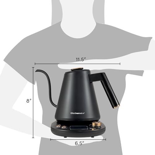 Elite Gourmet EKT3001 1L Digital Kettle, 304 Stainless Steel, Matte Black