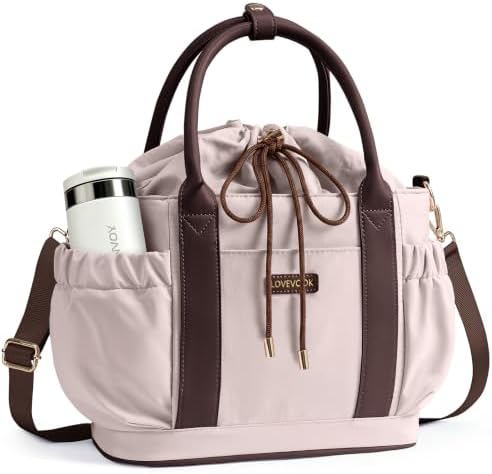 LOVEVOOK Drawstring Insulated Lunch Bag Women,Adult Lunch Box,Nude