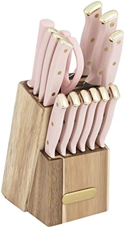 Farberware Kitchen Knife Block Set with Black Soft-Grip Handles and Graphite Block - with Chef Knife, Steak Knives, Shears and Sharpening Steel, 15-Piece (Pack of 2)