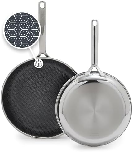 GreenPan Spectra 10" & 12" Frying Pan Skillet, Hybrid Tri-Ply Stainless Steel, PFAS-Free Ceramic Nonstick Textured Cooking Surface, Induction Cookware, Dishwasher Safe, Oven & Broiler Temp to 850˚F