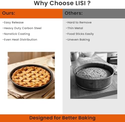LISI 2 Pack 9 Inch Tart Pan, Nonstick Carbon Steel Fluted Baking Pan