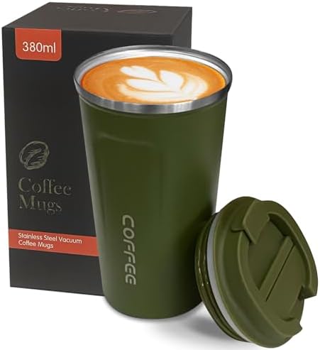 Insulated Travel Coffee Mug, Stainless Steel Coffee Cup with Leakproof Lid