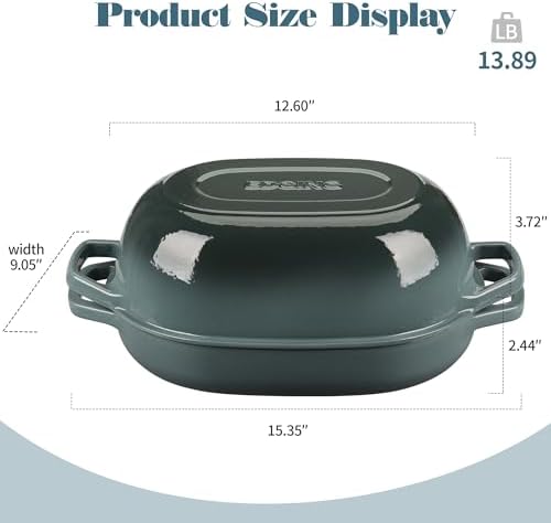 EDGING CASTING Enameled Cast Iron Oval Dutch Oven Pot with Lid, Dutch Oven for Sourdough Bread Baking, Bread Oven, Bread Dutch Oven, Oval Bread Pan, 7qt, Slateblue