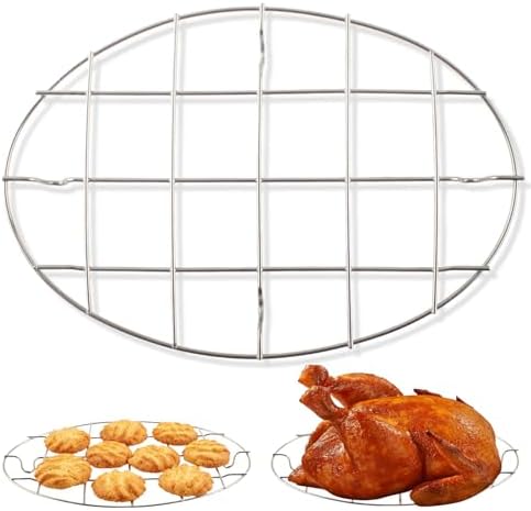 TamBee 9.8 Inch Oval Cookie Cooling Rack, 304 Stainless Steel Thickened Cooling Rack, 0.8 Inch Height Heavy Duty Cookware for Baking, Cooking & Food Cooling, 1 Piece