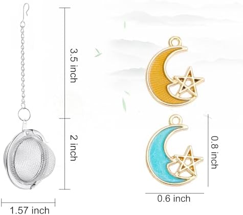 2Pcs Tea Infuser, 2.1 inch Tea Ball with Moon and Star Pendant,Tea Strainer