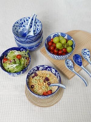 Japanese 28 Oz Ceramic Ramen Noodle Soup Cereal Pho Rice Salad Bowl Set with Chopsticks and Spoons, Premium Gift Set for House Warming, Birthday, Holiday, Microwave Safe, Dishwasher Safe