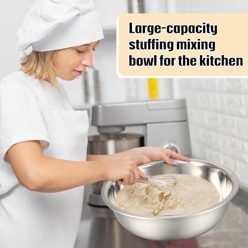Nuogo 4 Pcs Stainless Steel Mixing Bowls Large for Salad, 16 Inch 13 Qt