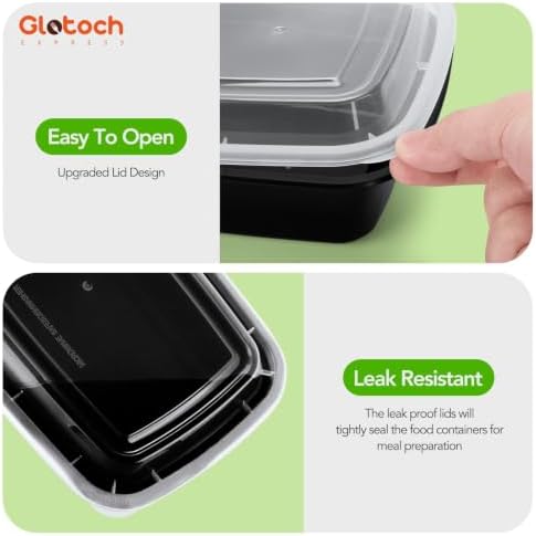 Glotoch Meal Prep Containers with Lids, 28 oz, 200 Pack (400-Piece)