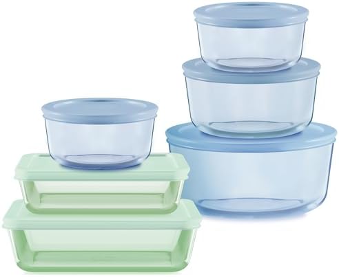Pyrex Colors Tinted 12-Piece Small/Medium/Large Food Storage Container Set
