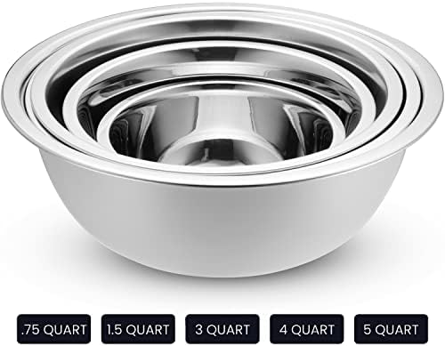 10-Piece Stainless Steel Mixing Bowl Set with Lids for Food Prep & Storage