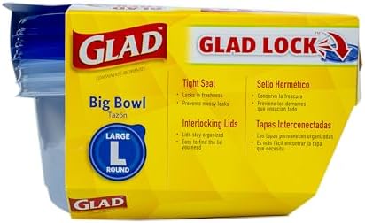 Glad GladWare Big Bowl Food Storage Containers, Large Round, 48 oz - 3 Count (Pack of 6)