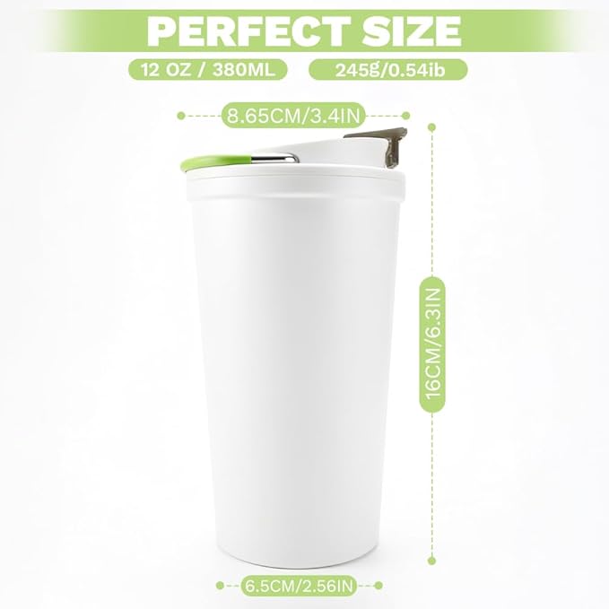 Travel coffee mugs leak-proof, reusable coffee cup with lid, stainless steel vacuum insulated coffee tumblers, thermal insulation cups for men & women keep drinks hot & cold (6th-White, 12OZ)