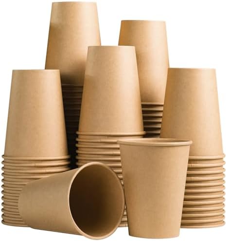 Lamosi 100 Count 12 oz Paper Cups, Disposable Kraft Paper Coffee Cups